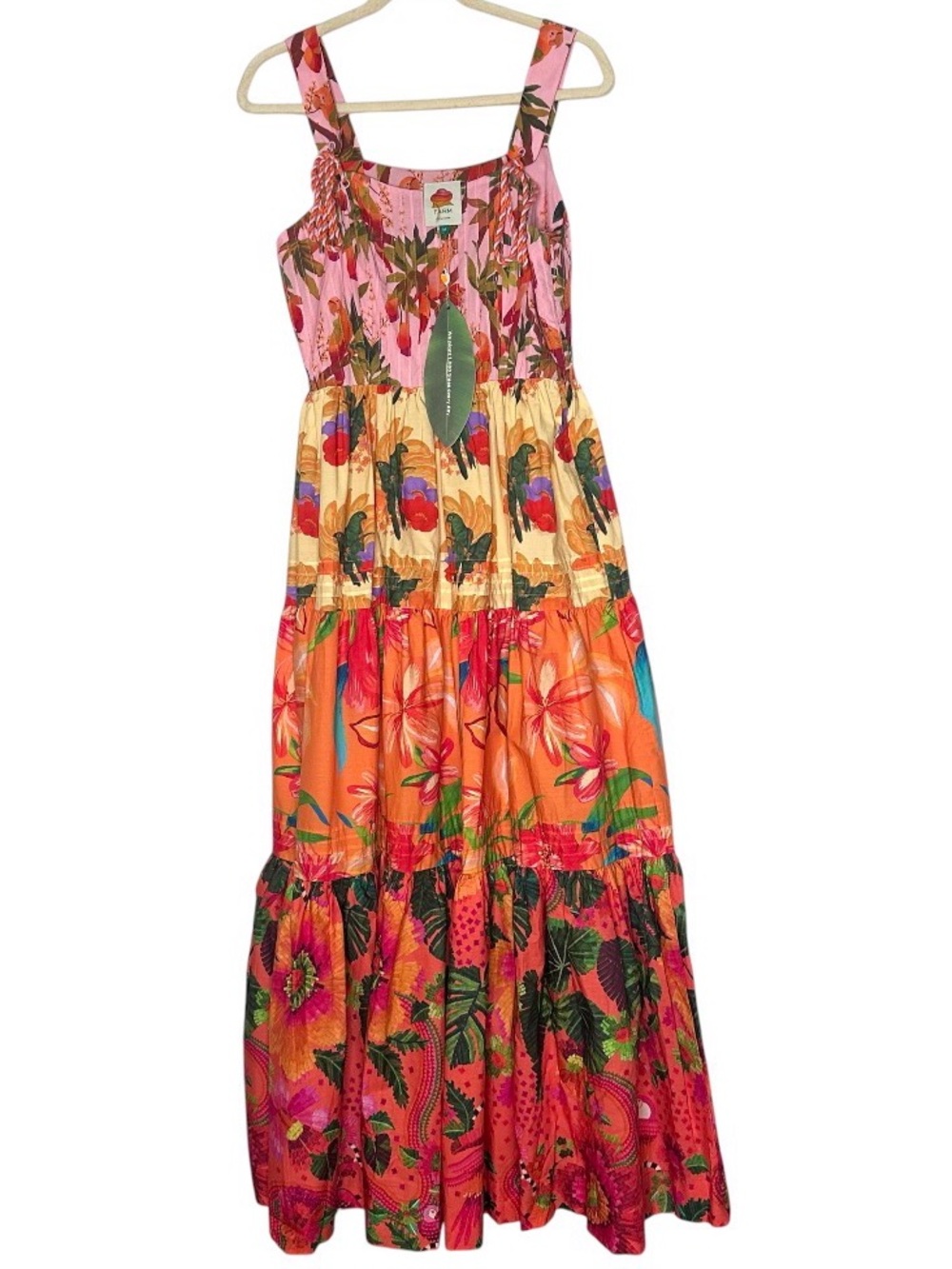 The FARM RIO Mixed Warm Prints Organic Cotton Maxi Dress M - Picture 6 of 10